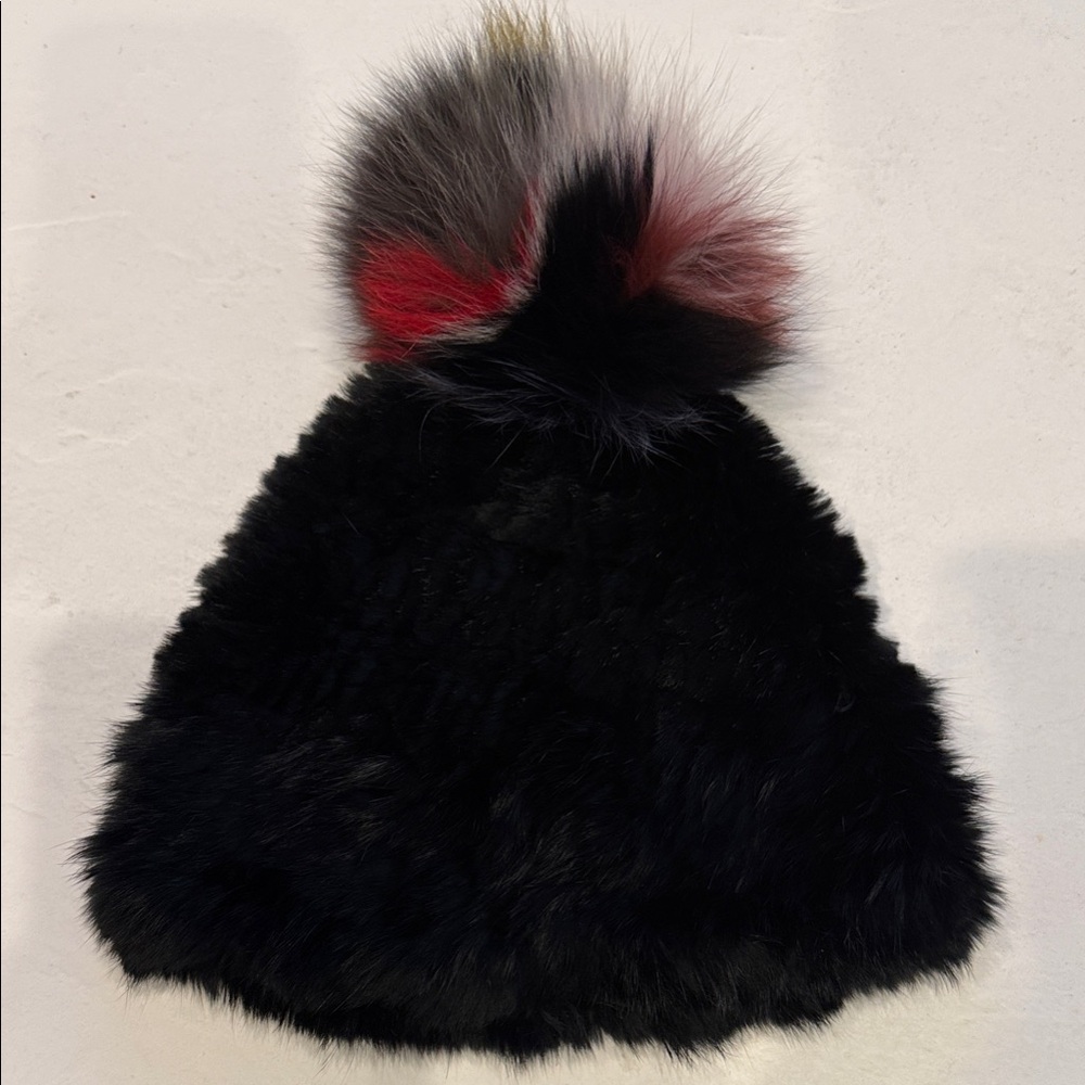 Surell Womens Rabbit Fur winter Pom-Pom Hat